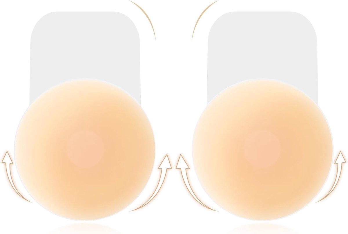 Herbruikbare siliconen plakbeha push-up – onzichtbare strapless beha met zelfklevende pads – Beige – perfect voor avondjurken, tops en bruiloften – maten: A tot D-cup