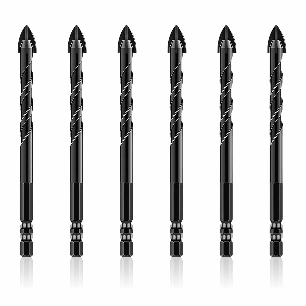 5-dlg. 6 mm glasboor, YG6X wolfraamcarbide kruispunt, 1/4" zeskantschacht voor tegels, keramiek, porselein, glas, metselwerk, kunststof, hout, zacht metaal