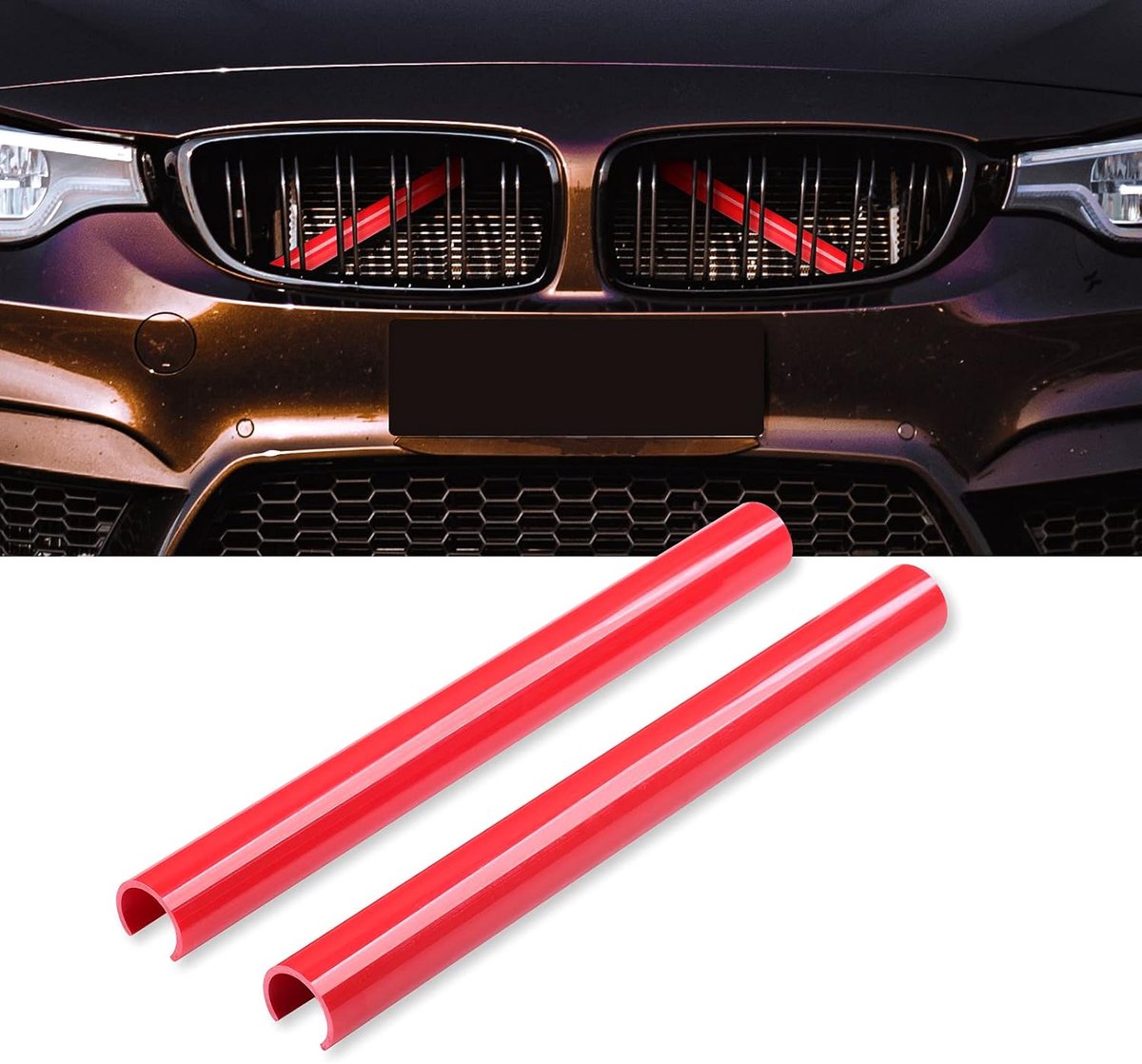 Grill Inzetstrips Voor BMW Serie5 F10 F11 X1 F48 X2 F39, Rood | Vervangingsgrille strips, compatibel GT F07 F18, bouwjaar 2009–2023, ABS kunststof, eenvoudige montage zonder snijden