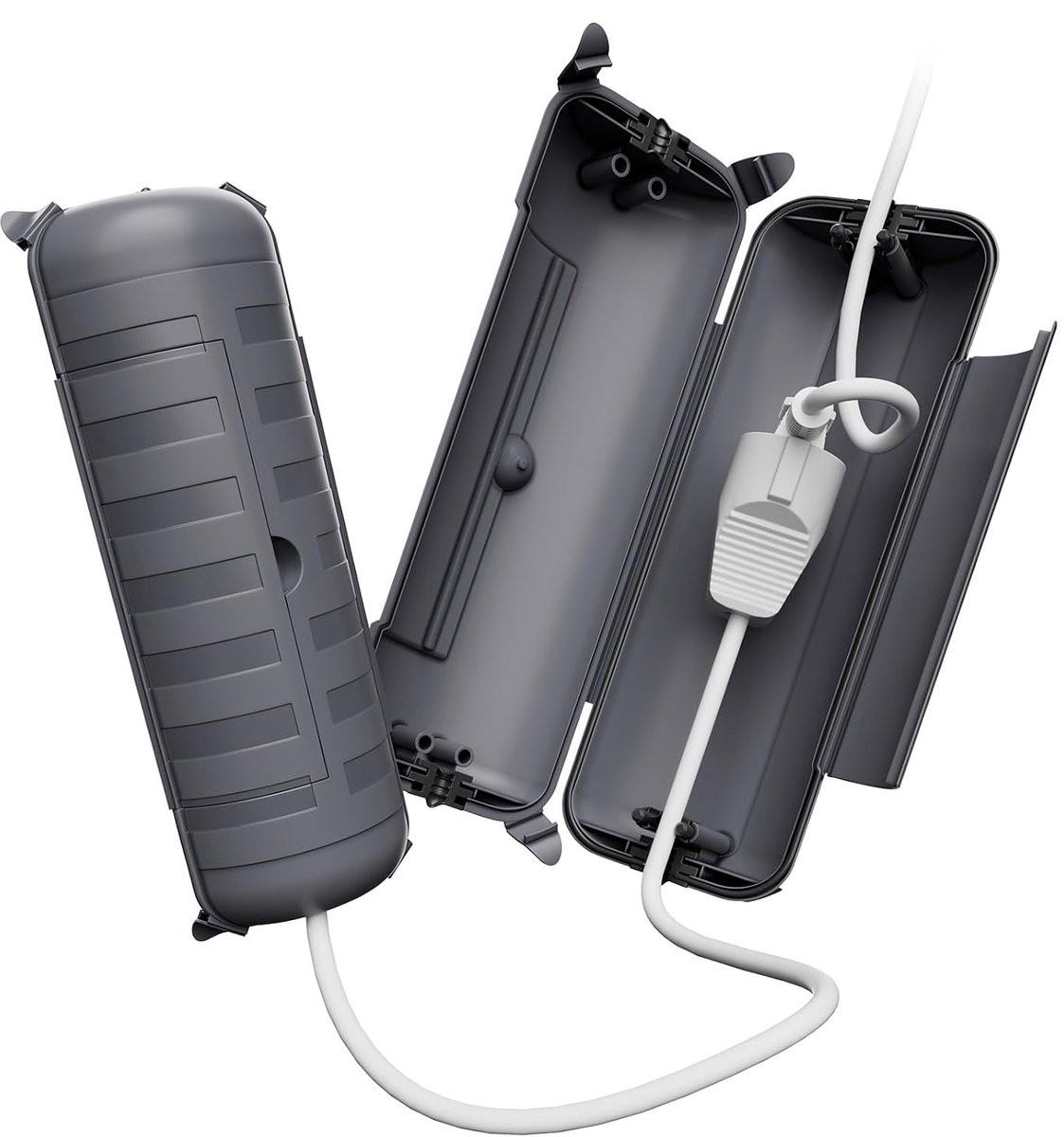 Set van 2 RESTMO Waterdichte elektrische kabeldoos IP44 voor buiten, grote stekkerbeschermdoos voor verlengsnoer, bestand tegen weersinvloeden, elektrische accessoires, 29x11x7.5cm, Grijs