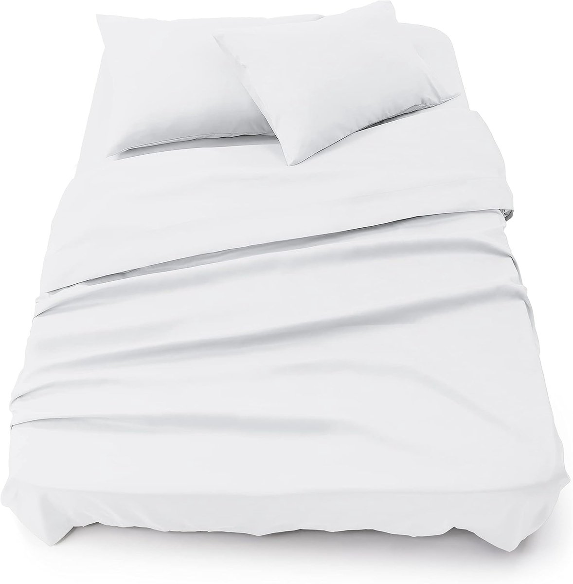 Bedlaken Set van 3 - Microvezel Premium Easy Care - Hoeslaken 150 x 200 x 30 cm - Dekbedovertrek 240 x 275-2 x Kussensloop 50 x 80 cm - Wit