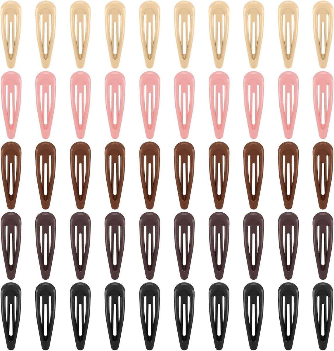 Haarspangen in neutrale tinten, 50 stuks, 5 cm grote antislip metalen haarspelden voor dames in beige, zwart, bruin, roze en grijs, minimalistische haaraccessoires