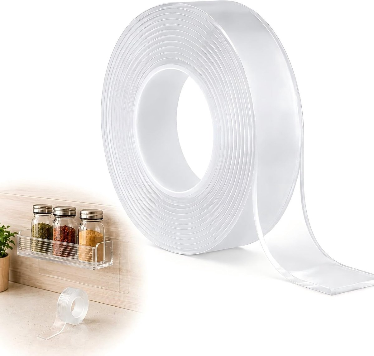 Tape Transparant 3 m x 20 mm x 2 mm, Sterk Hechtende Gel Tape, Montagetape voor Tapijt, Foto Wand, Poster, Keuken, Bad, Kantoor, Auto-Interieur, Woning, Decoratie en Knutselen DIY