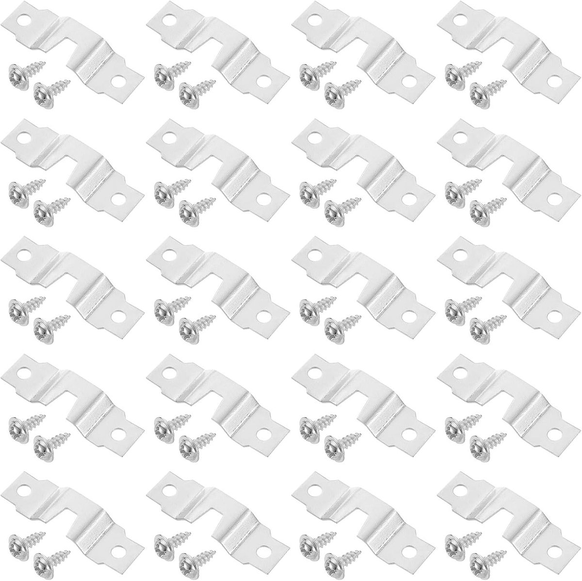 20 stuks fotohangers, framehouder met schroeven, één inkeping, dubbel gat, precisie-ophanghaak voor het ophangen van schilderijen, foto's, lijst, zilver