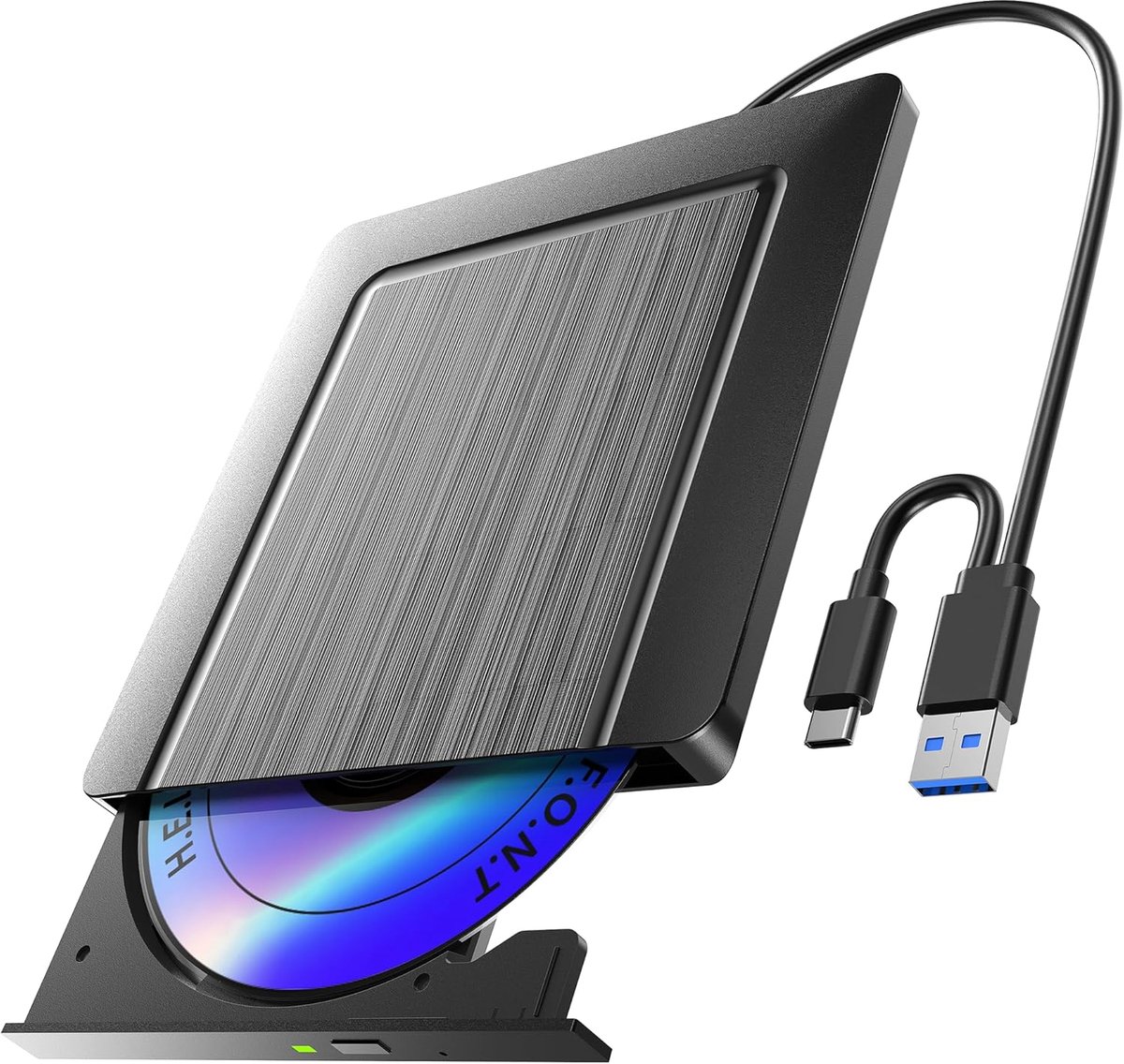 cd-/dvd-drive, ultradunne USB 3.0 & USB-C CD/DVD-drive extern, CD DVD +/-RW ROM-brander, optische externe dvd-drive voor laptop, pc, desktop, MacBook, Windows 11/10/8/7/XP/Linux/MacOS