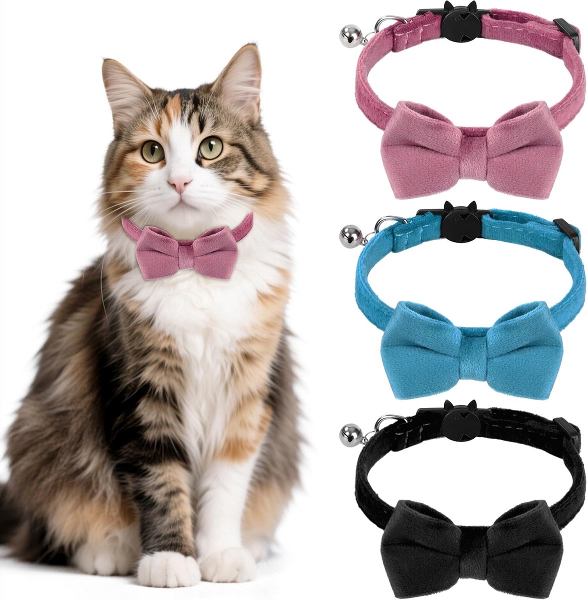 vlinderdas halsband verstelbare kattenhalsband met vlinderdas en bel gepersonaliseerde huisdieraccessoires voor huisdieren katten 3 kleuren
