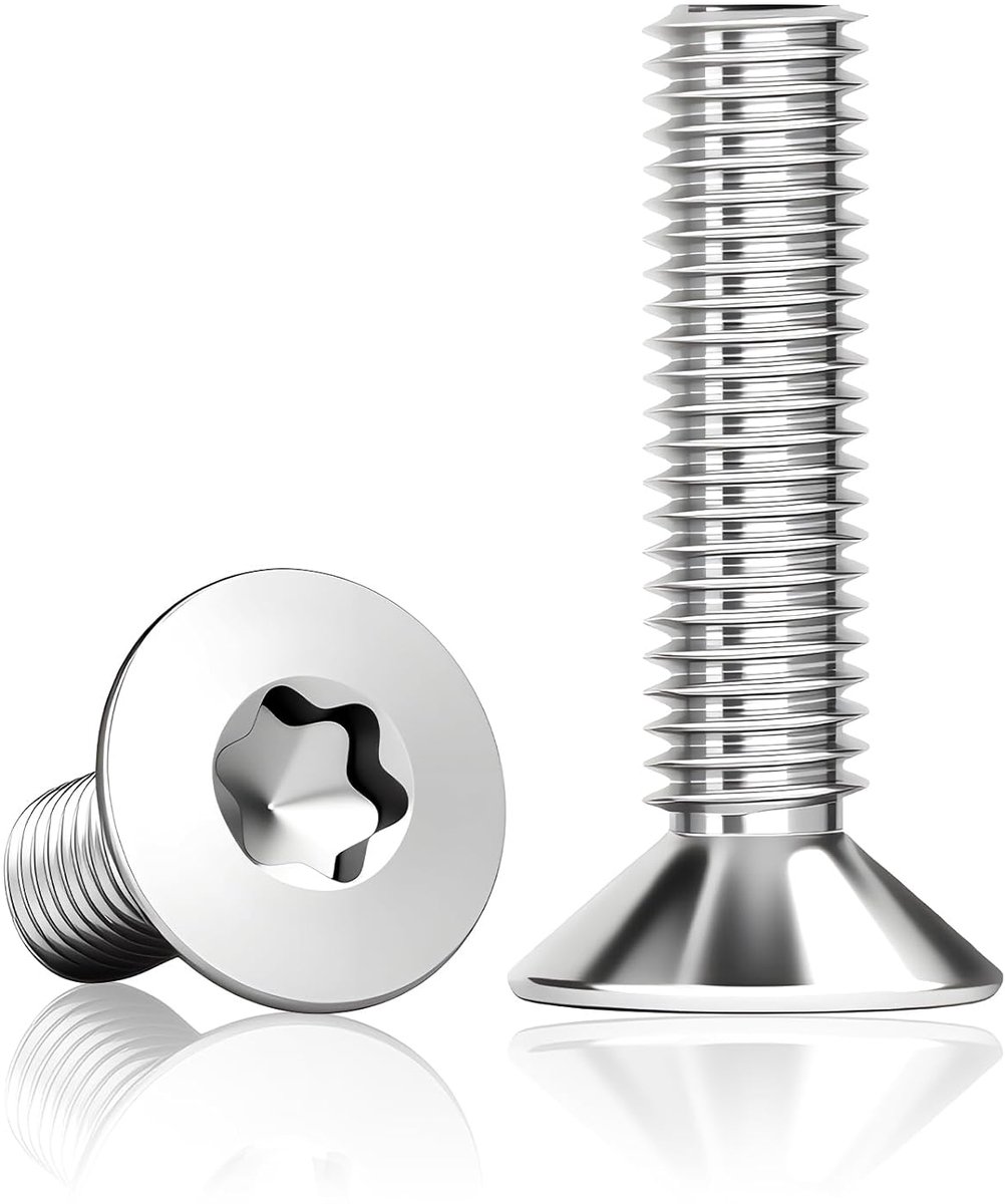 30 stuks verzonken schroeven M6x30 mm, RVS Torx | M6x30 mm RVS A2 V2A met Torx en volledige schroefdraad voor meubels, werkplaats en DIY