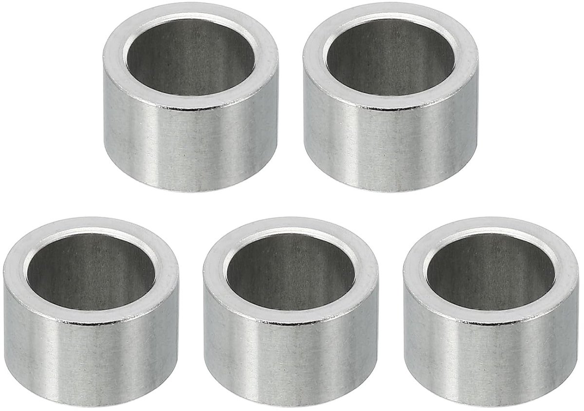 M10 roestvrijstalen afstandhouders, 5 stuks metalen afstandhouders roestvrij staal 10,2 mm ID x 14 mm OD x 8 mm L afstandsschroef afstandhouder ronde voor 3/8 inch M10 schroefbouten