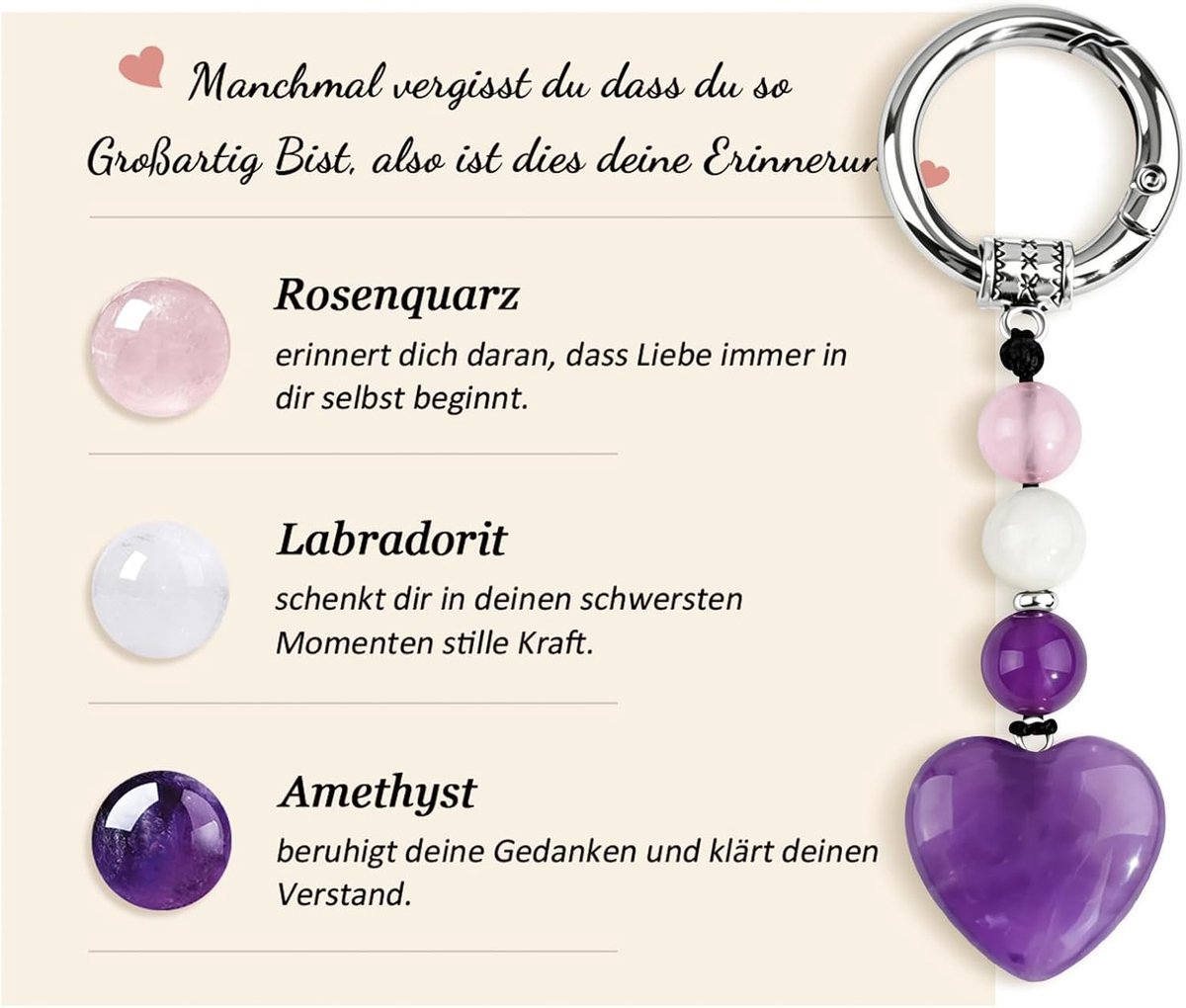 Sleutelhanger natuursteen voor vrouwen meisjes geluksbrenger drievoudige bescherming voor afstuderen moeder motivatie geschenk gluck kristallen sieraden