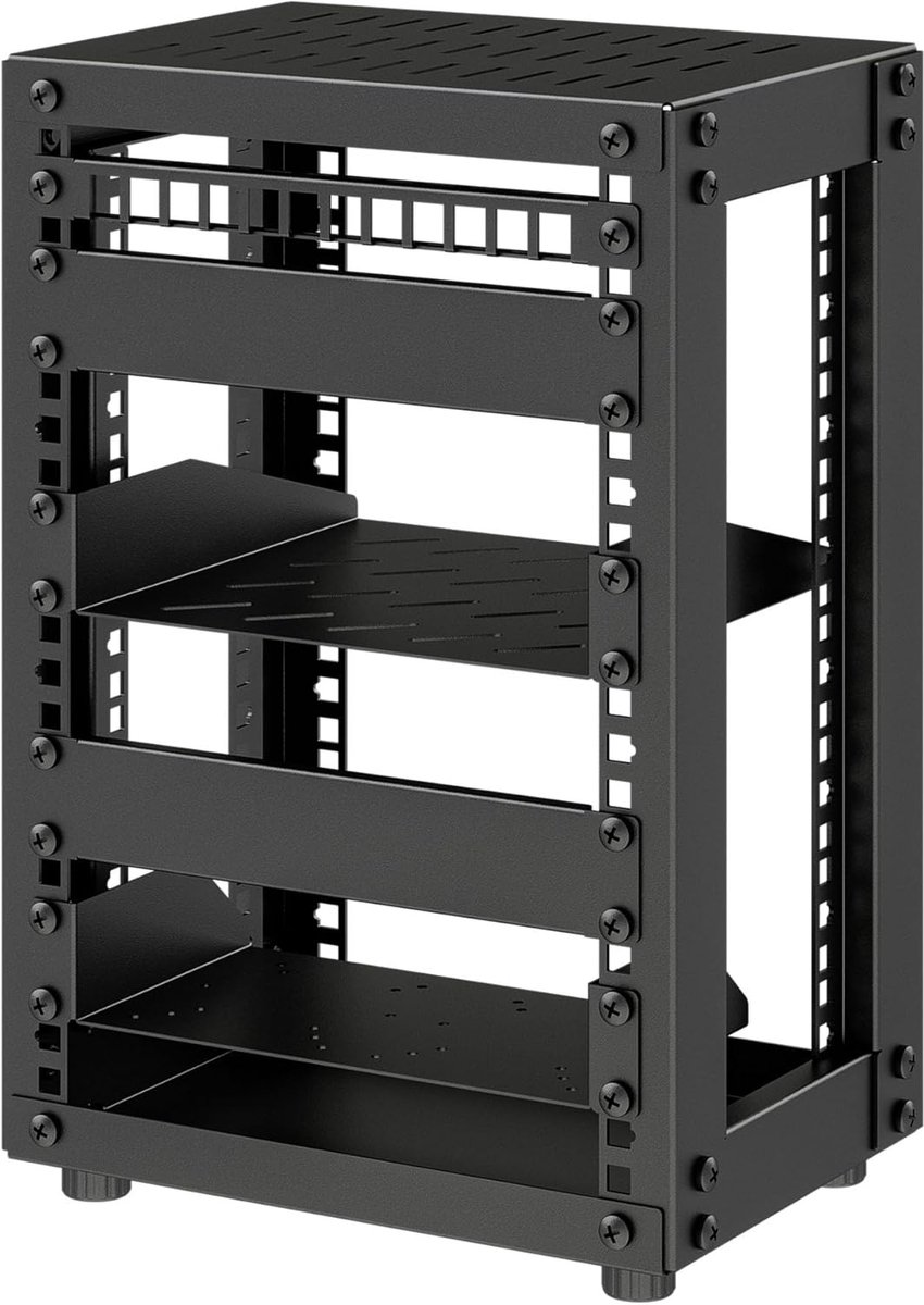 8U-serverkast, 10 inch Mini-serverrack voor Netwerk, Server, A/V-apparatuur en Doe-het-zelfprojecten, 7,87 inch Diep, Zwart