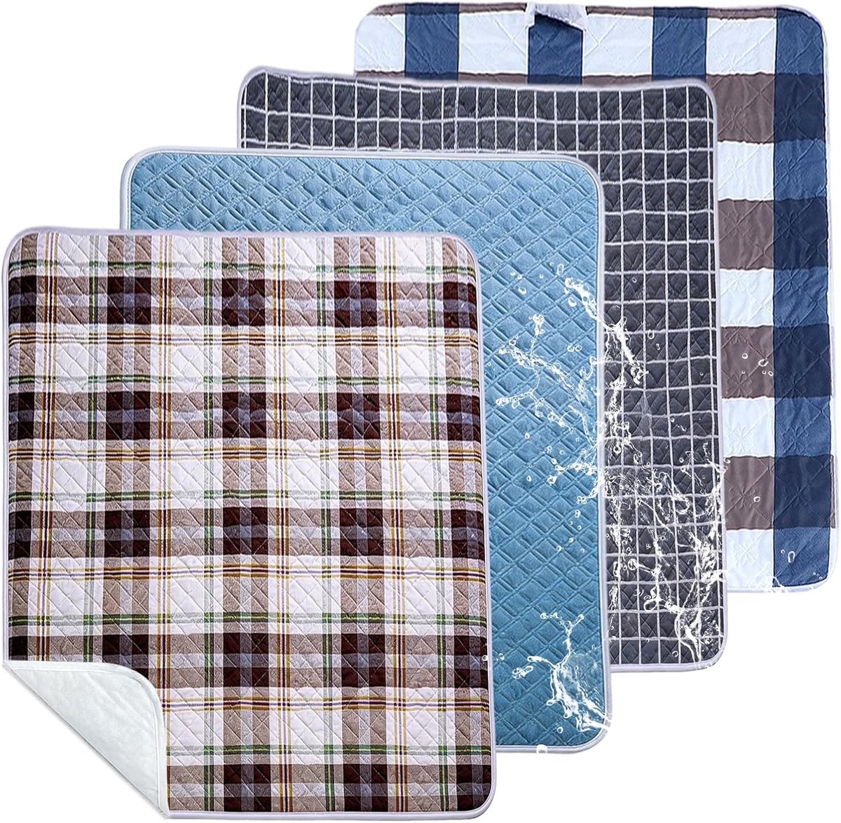 4 stuks incontinentie-onderleggers, waterdicht, 50 x 70 cm, incontinentieonderlegger, wasbaar, absorberende bedbescherming, onderlegger voor bed, bank, rolstoel, auto