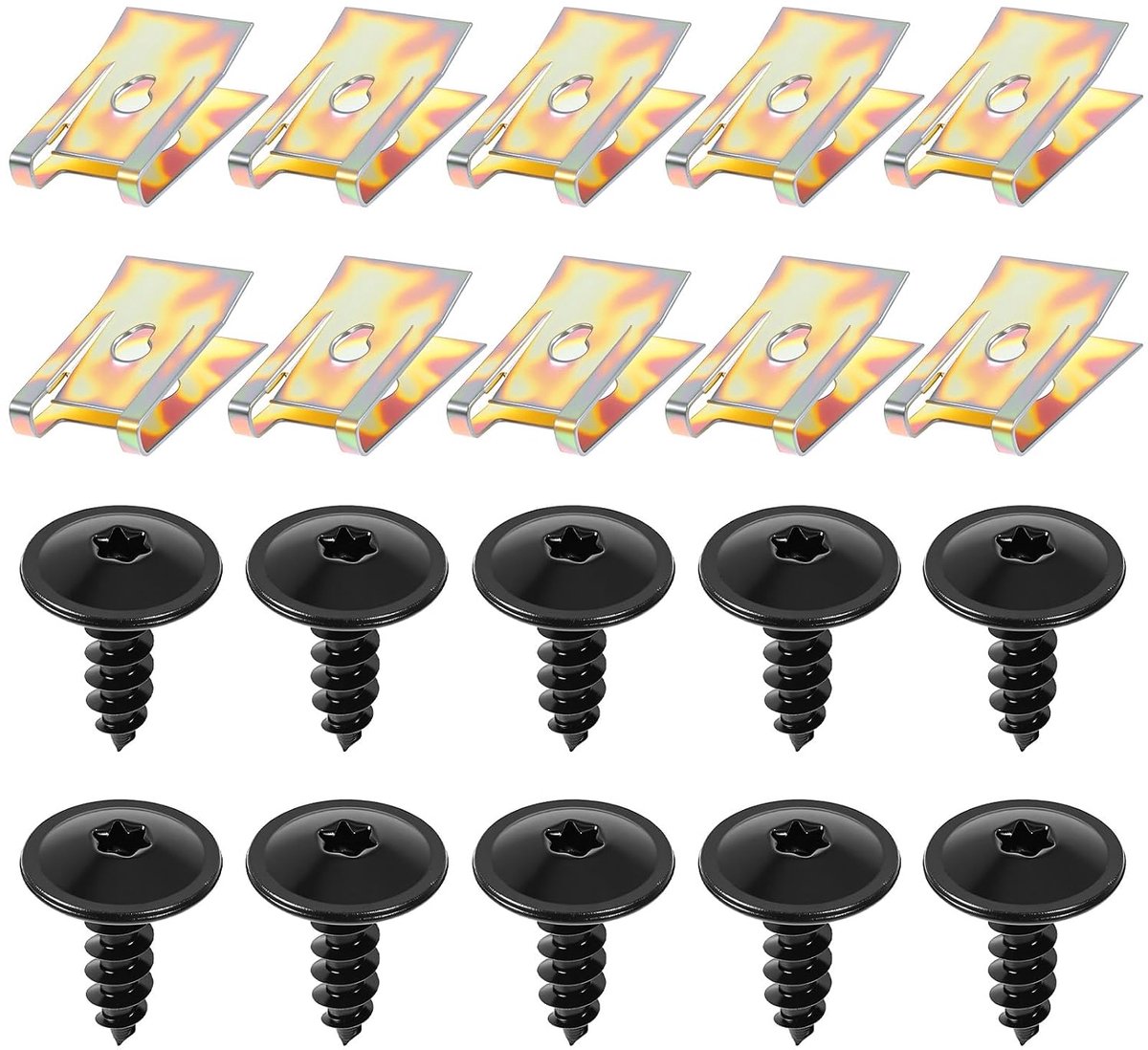20 sets schroefmoerclips, auto-onderrijbeveiliging, schroeven en groefclipkit, ondervloer, onderrijbeveiliging, schroeven, U-type schroeven voor ondervloer, spatbord, adloopafdekking