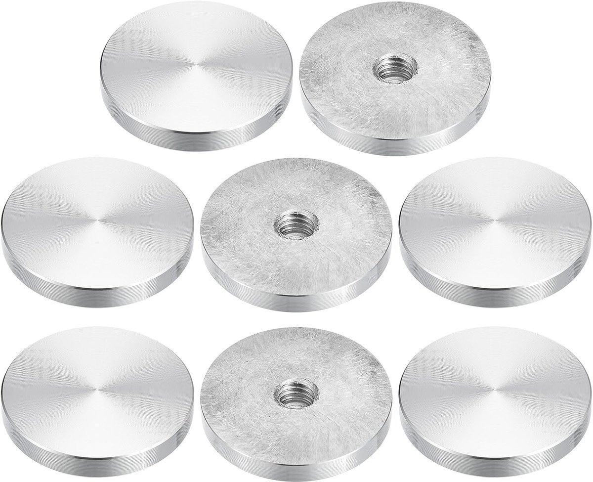sourcing map M10 schroefdraad 50 mm diameter ronde vorm aluminium schijf hardware 8 stuks, aluminium cirkelschijf glas top adapter voor glazen tafel
