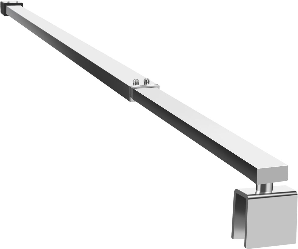 Douchedeur, verstelbare telescoopstang, 700 mm tot 1200 mm, roestvrij staal, vierkante vorm voor douchewanden in natte ruimtes en inloopcabines, geschikt voor glasdiktes van 8 - 10 mm, licht