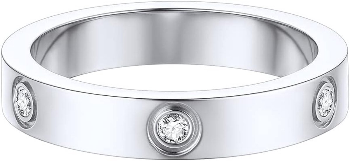Ringen gegraveerde liefde vriendschap band roestvrij staal/zwart/verguld Cubic Zirconia belofte ring maat J 1/2-V 1/2 (geschenkdoos verzenden)