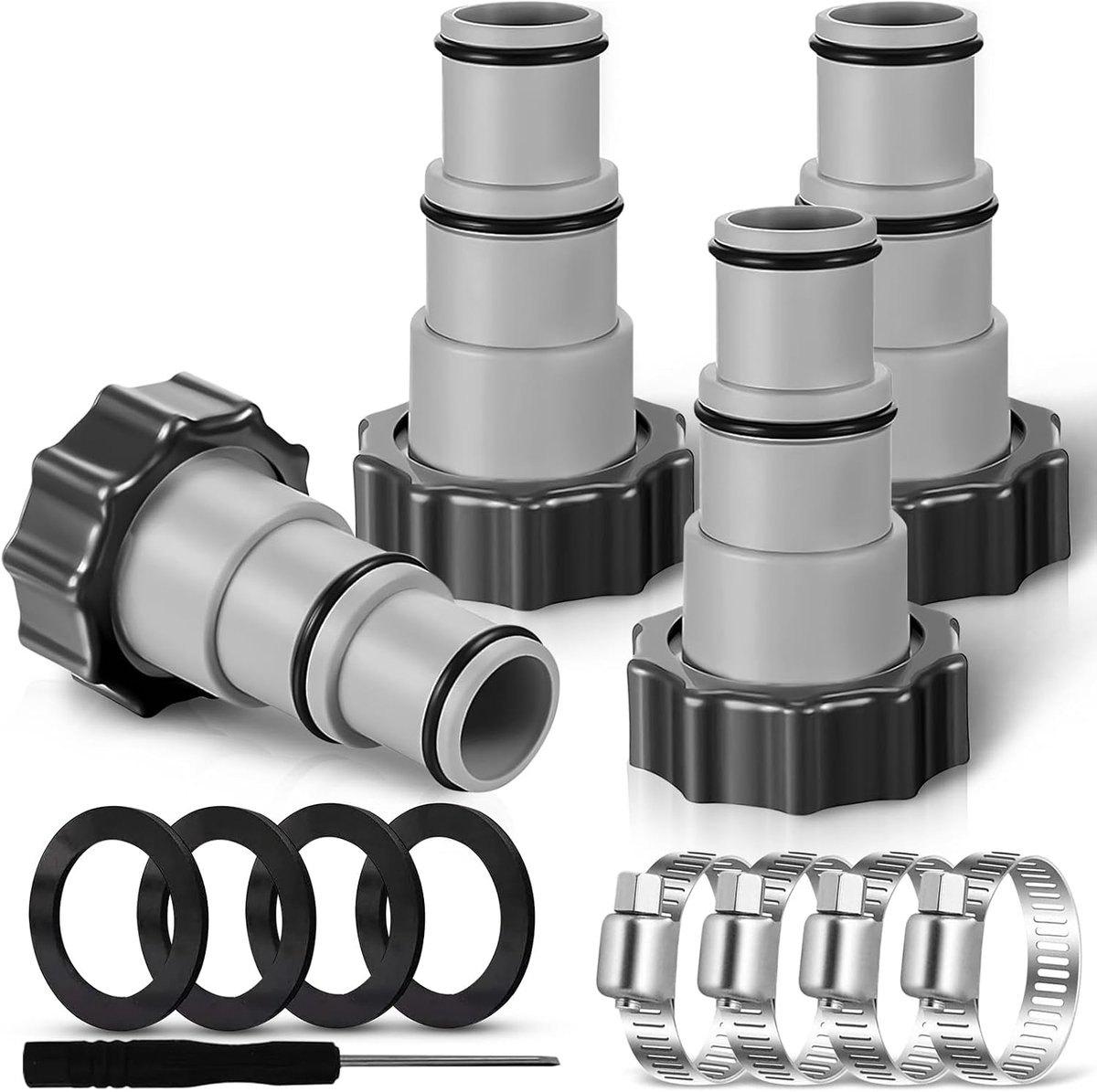 2 stuks zwembadadapters A, slangadapter voor 32 tot 38 mm slangadapter voor pompen, zwembadslang adapter A, A-serie, met binnendraad voor schroeven, aansluiting voor zwembadslang (4)
