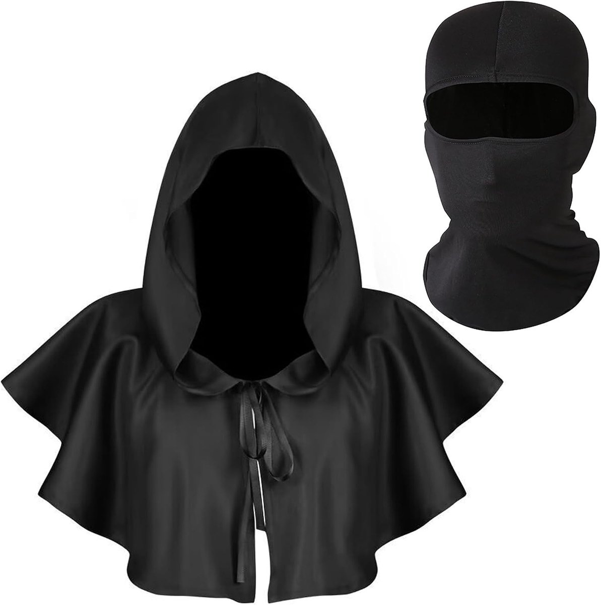 cape met capuchon, korte cape met capuchon, Halloween, lange cape, uniseks, met bivakmuts, Kerstmis, Halloween-kostuum, carnavalskostuum, feest, accessoires, uniseks