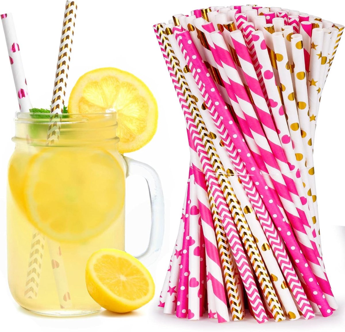 Rietjes, gestreept, kleurrijk, voor Mason Jar, glas, verjaardag, bruiloft, Kerstmis, babyshower, feest en party
