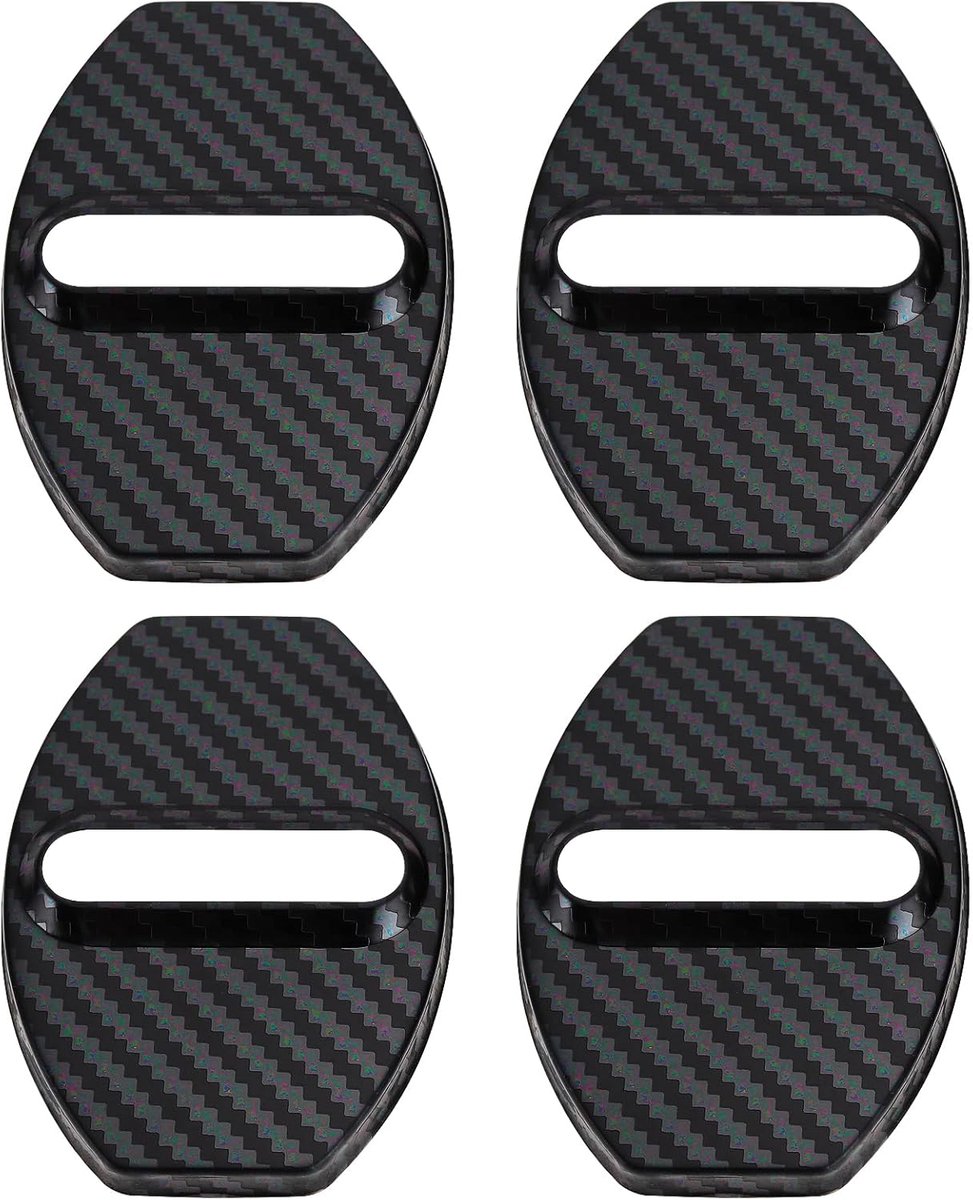 4 stuks auto roestvrij staal deurslot gesp cover deurslot bescherming cover compatibel met Audi TT Mk1 Mk2 Mk3 koolstofvezel patroon 70x50mm