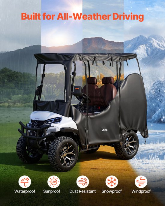 VEVOR Golfkarhoes Gemaakt van 420d Oxford-Stof voor 2- en 2+2-Zits Golfkarren, Beschermhoes voor De Meeste Golfkarren van Club Car, Yamaha, Ezgo en Honda, Pvc-Coating en Winddicht Ophangsysteem — afbeelding 5