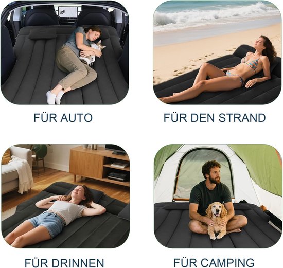SUV-Luchtmatras, Opblaasmatras Voor Model Y - RV Minivan SUV Luchtmatras, Verdikte Autoluchtmatras Camping Opblaasbed voor Kofferbak/Achterbank, Camping/Outdoor Zwart — afbeelding 4