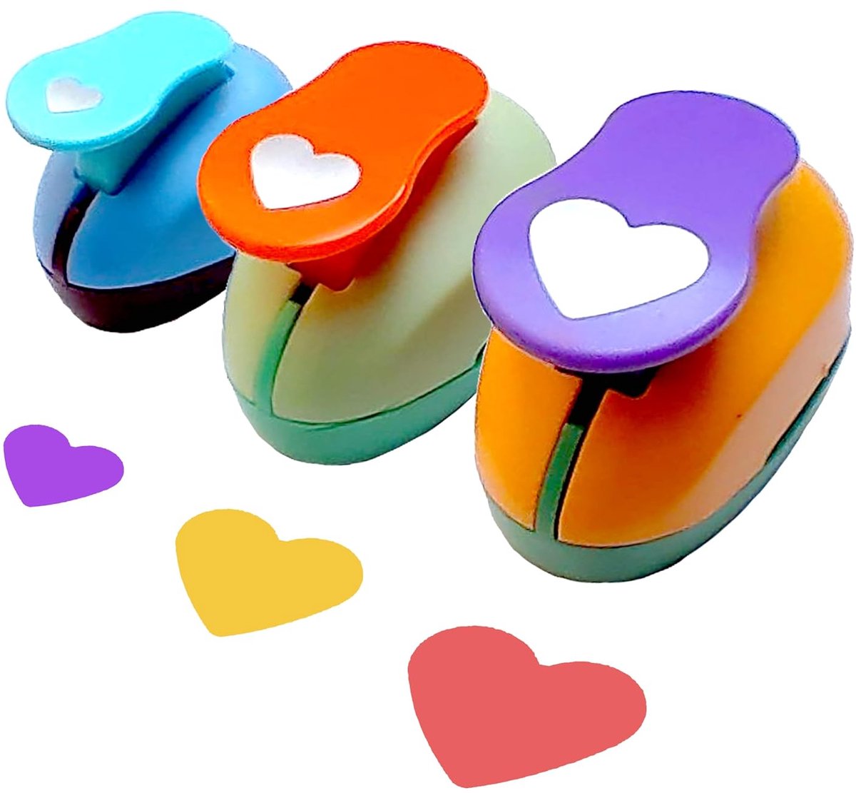 motiefpons 3 stuks, cirkelponsen voor doe-het-zelf cadeaukaarten, papierstans, stansset, rond, stans, cirkelpons, kinderen, rond, groot, middelgroot klein hart