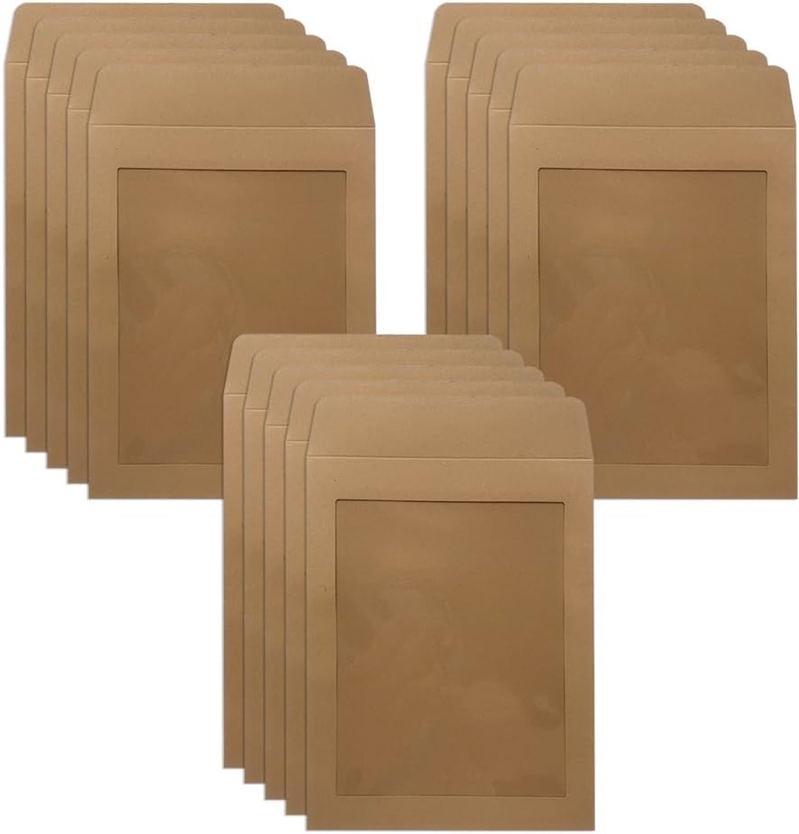 Pak Van 15 A5 Bruine Vensterenvelop, Kraft Papieren Enveloppen, Vintage Enveloppen, Geschikt voor Cadeaubonnen, Wenskaarten, Uitnodigingen, Klassieke Klepenveloppen (16.5 * 21.5cm)