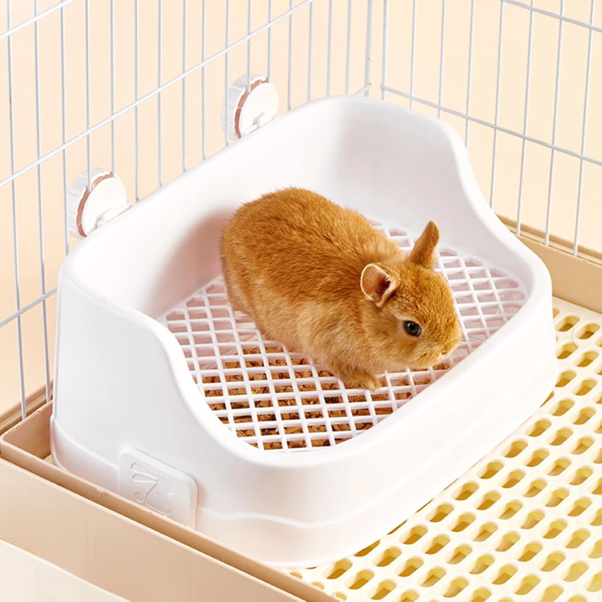 konijnenbak, afneembaar konijnenhoektoilet met grote container Bedding kattenbak Potty Trainer voor kleine dieren Cavia's Hamsters Galesaur (Wit)
