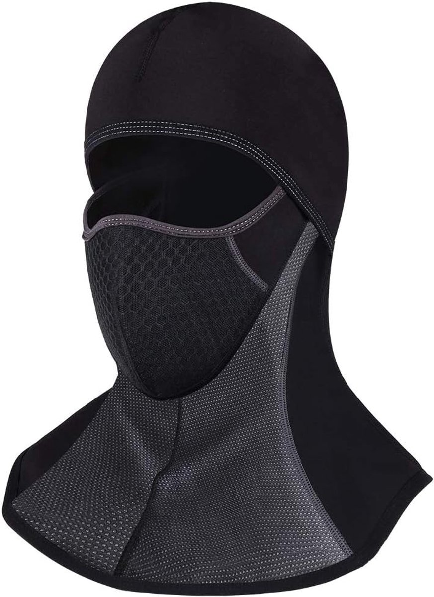 Balaclava, skimasker, stormmasker voor motorfiets, winter, motormasker, fleece, waterdicht, winddicht, thermische universele maat, zwart-A (met ritssluiting)