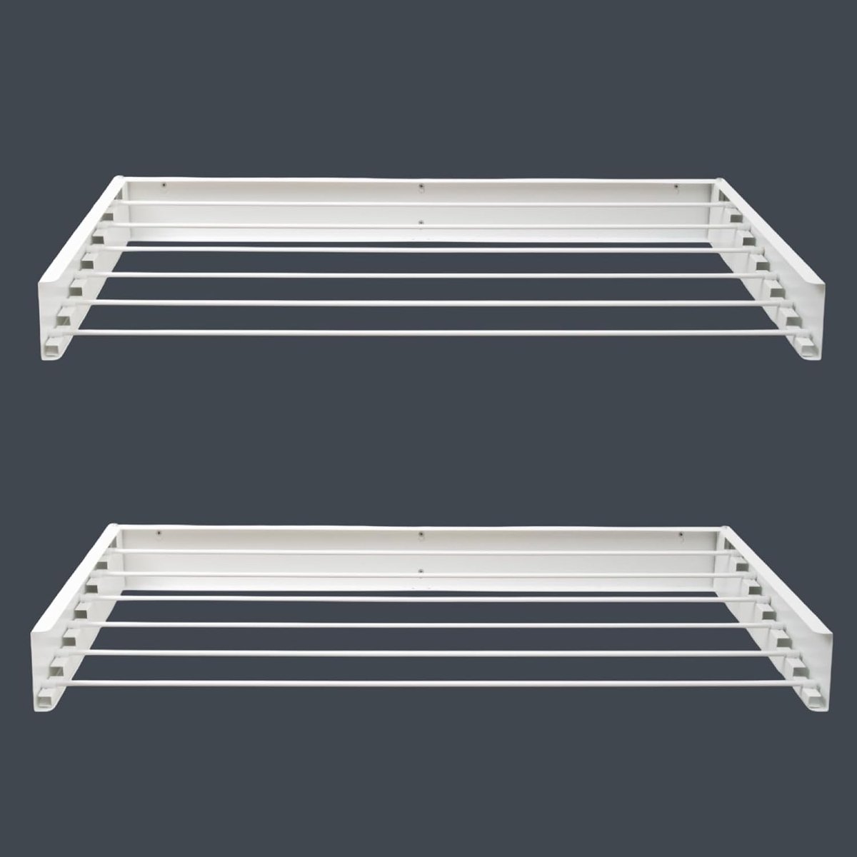 Hide, wanddroogrek, inklapbaar, ruimtebesparend, 117 cm X2 | van staal, uittrekbaar, inklapbaar, ruimtebesparend, voor binnen en overdekt buiten, draagt 25 kg, wit