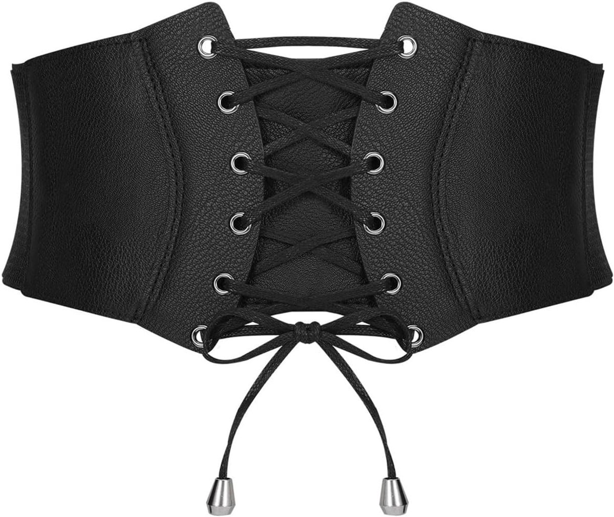 1 stuk Dames gebonden waspie gordel,Brede Schnürgurtel Elastische Taille Gürtel,Dames Korsett Elastische Gürtel Vintage Wide Lace-up gebonden waspie Taillengürtel für Kostüm Halloween