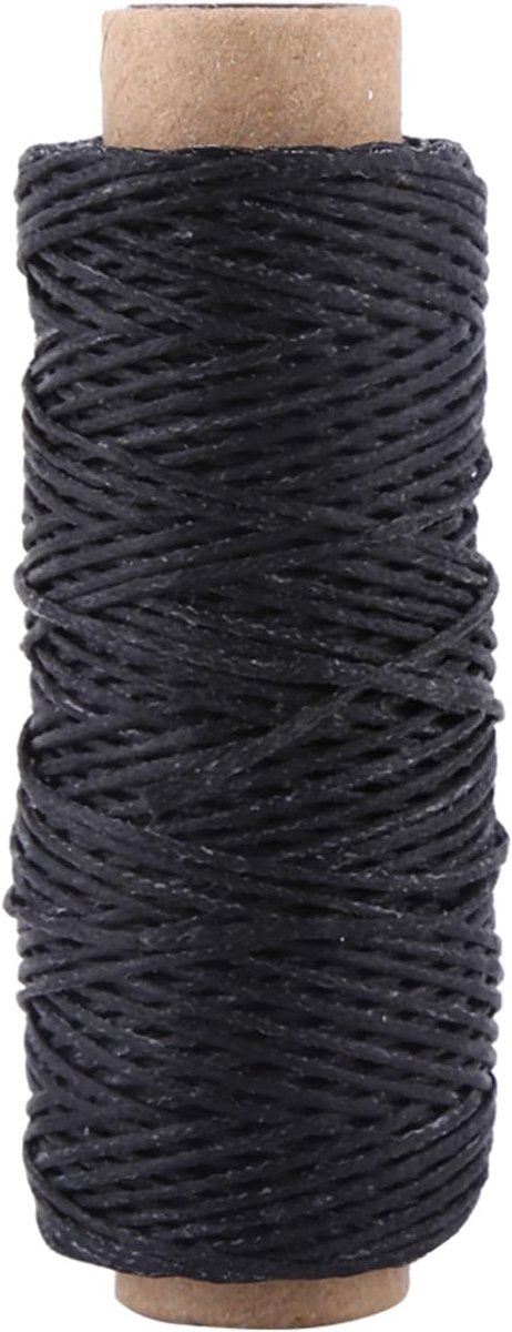 1 Mm X 50 M Gewaxt Naaigaren voor Handwerk van Leer, Sterk met Comfortabel Aanraakgevoel, Ideaal voor Zware Leerreparatie (BLACK)