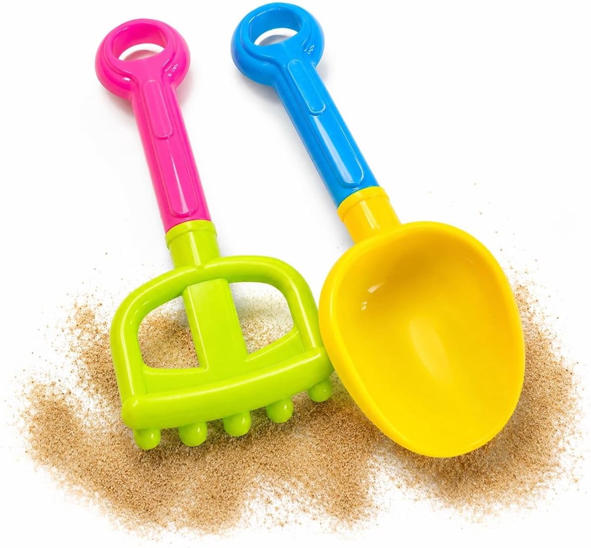 2-delige set met handschep en hark voor kinderen, kleurrijk, 28 cm, zandspel