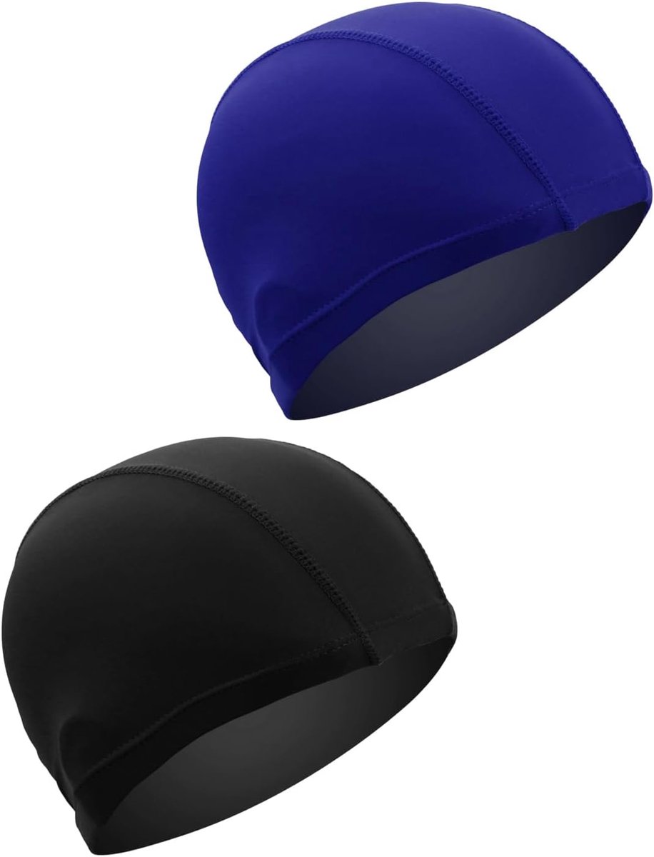 Badmuts van stof: comfortabel, duurzaam en zeer elastisch, geschikt voor mannen en vrouwen (blauw + zwart)