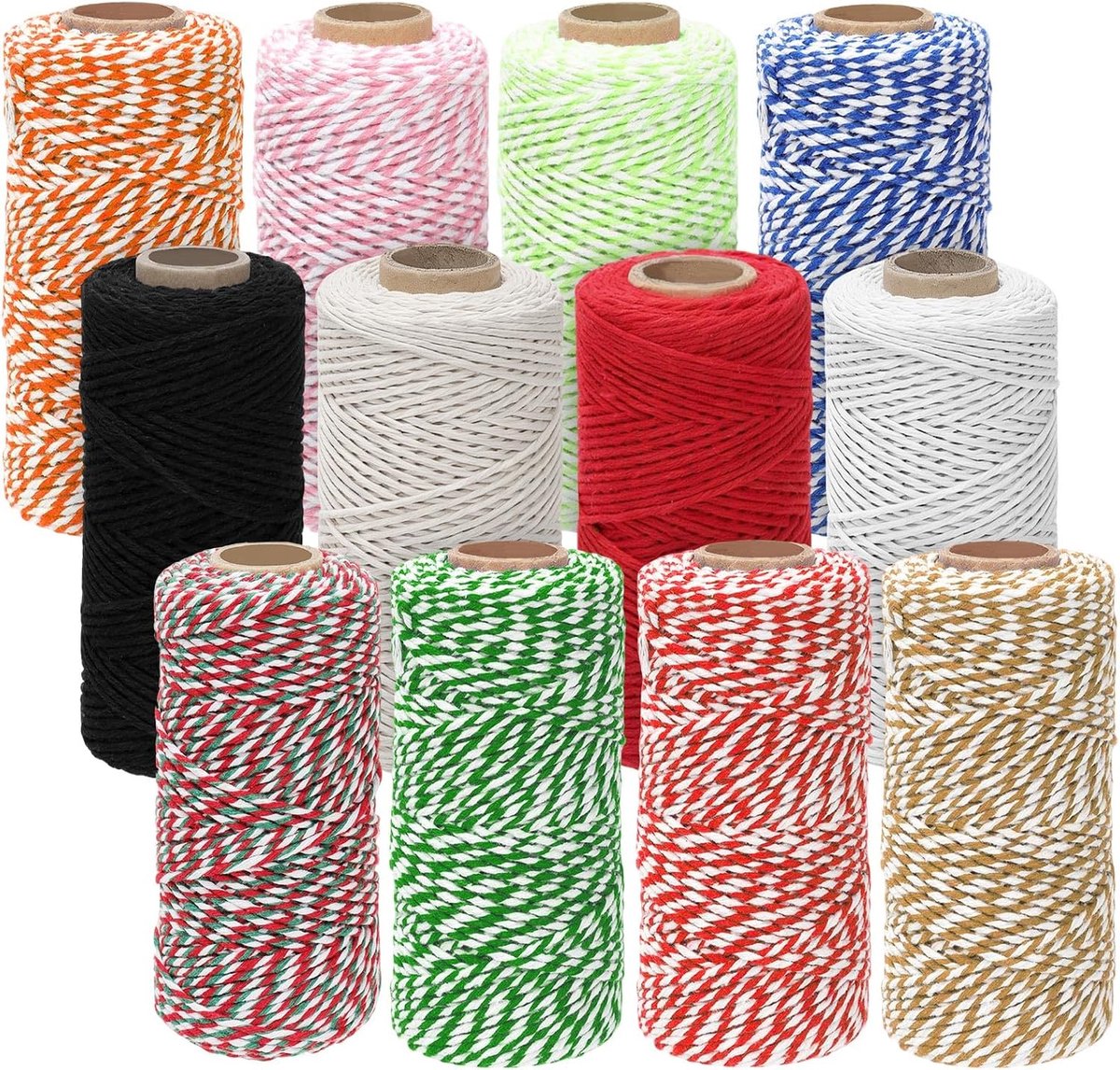 12 Stks 12 Kleuren 164 Voet/50 M Katoen Touw String Assortiment Kit Twine Bakers String Katoen Bakkers Lint Slagers Snaren voor DIY Ambachten Gift Wrapping Woondecoratie
