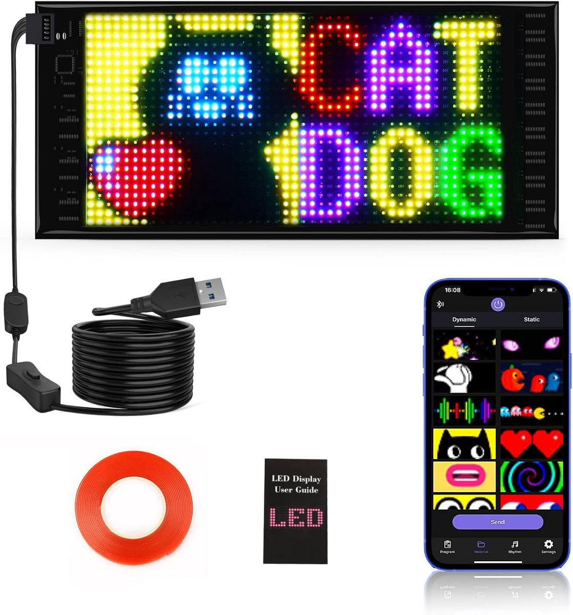 Rij Scrolling LED Teken, 10.6 "x 4.7" Flexibele USB 5V/2A Bluetooth APP Controle Programmeerbare led-Sign Aangepaste Tekst Animatie Digitale Display Matrix Panel Message Board