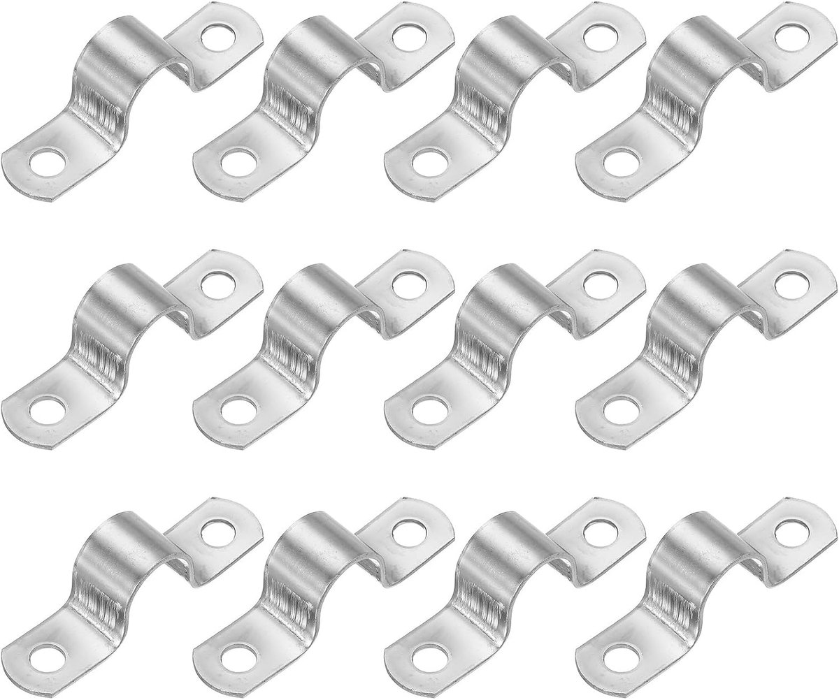 5/9 "(14 mm) Stijve Pijpband, 12 Stks 304 Roestvrij Stalen Buisklem 2 Gaten Dikker U Beugel Buisklem Buis Riem voor Pijp Kabel Draad Bevestiging