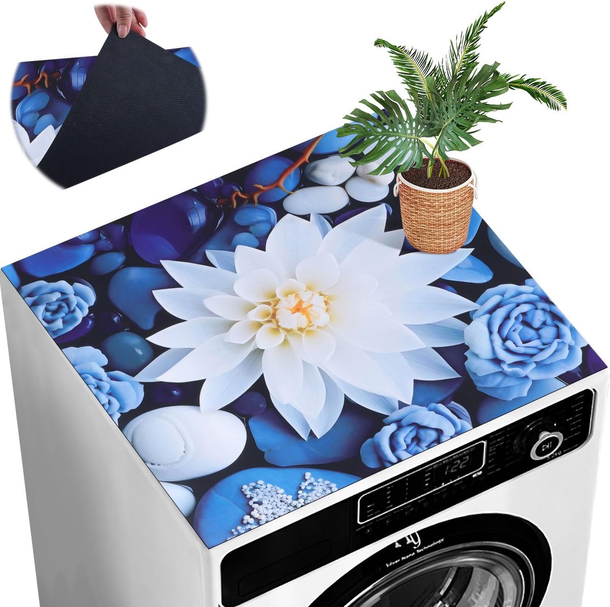 Wasmachinehoes, 60 x 60 cm, wasmachineafdekking, stofbescherming, antislip, wasmachinehoes, afdekking, keuken, afwasbaar, op maat te snijden