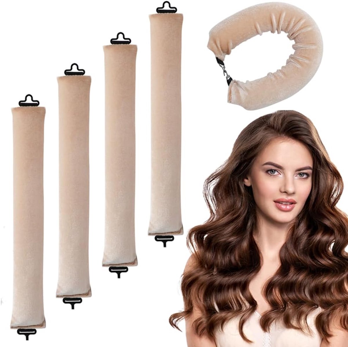 Krulspelden 's nachts met haken, rubber, hittevrije krulspelden, krullen 's nachts hittevrije krultang voor alle haartypes