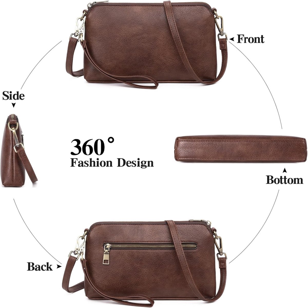 Crossbody Tassen voor Vrouwen RFID Blokkeren Lederen Cross Body Tas Portemonnees Dames Crossbody Handtassen met Polsband