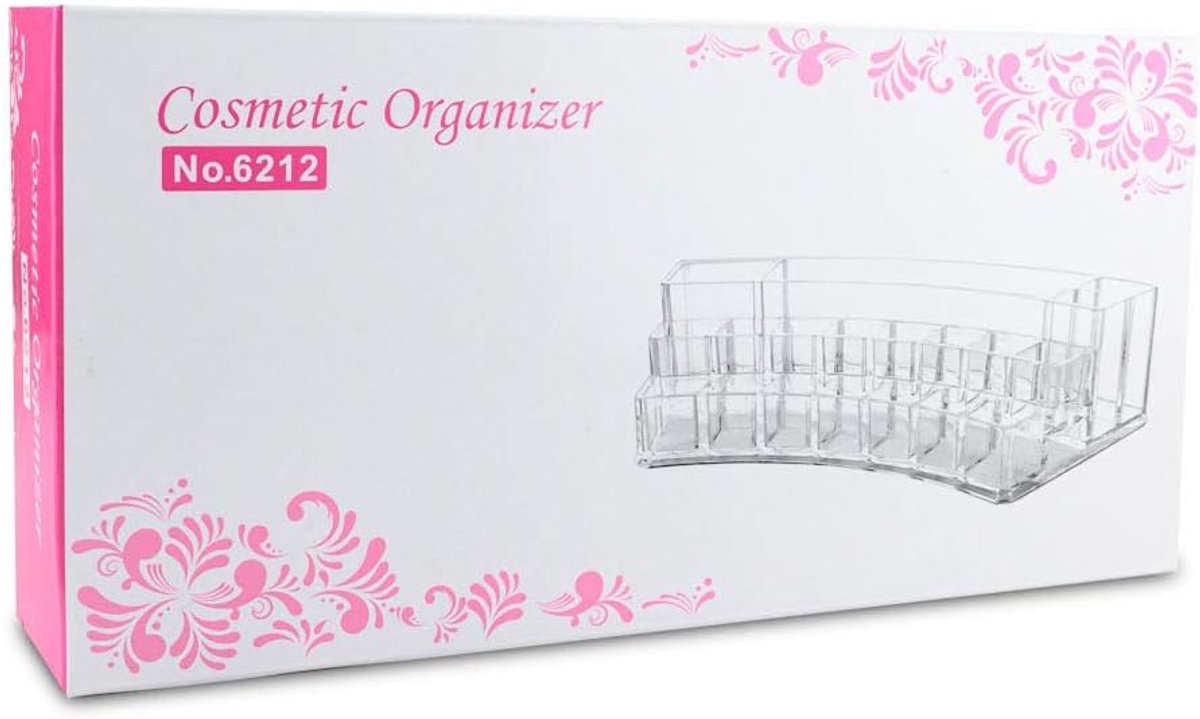 Make up Organizer met 19 Vakken - Make-up Organizer Transparant - Sieraden Makeup Cosmetica Opbergsysteem - Display Houder voor Lippenstift / Nagellak / Brushes / Visagie - Make up kwasten / Sieraden etc. - Decopatent