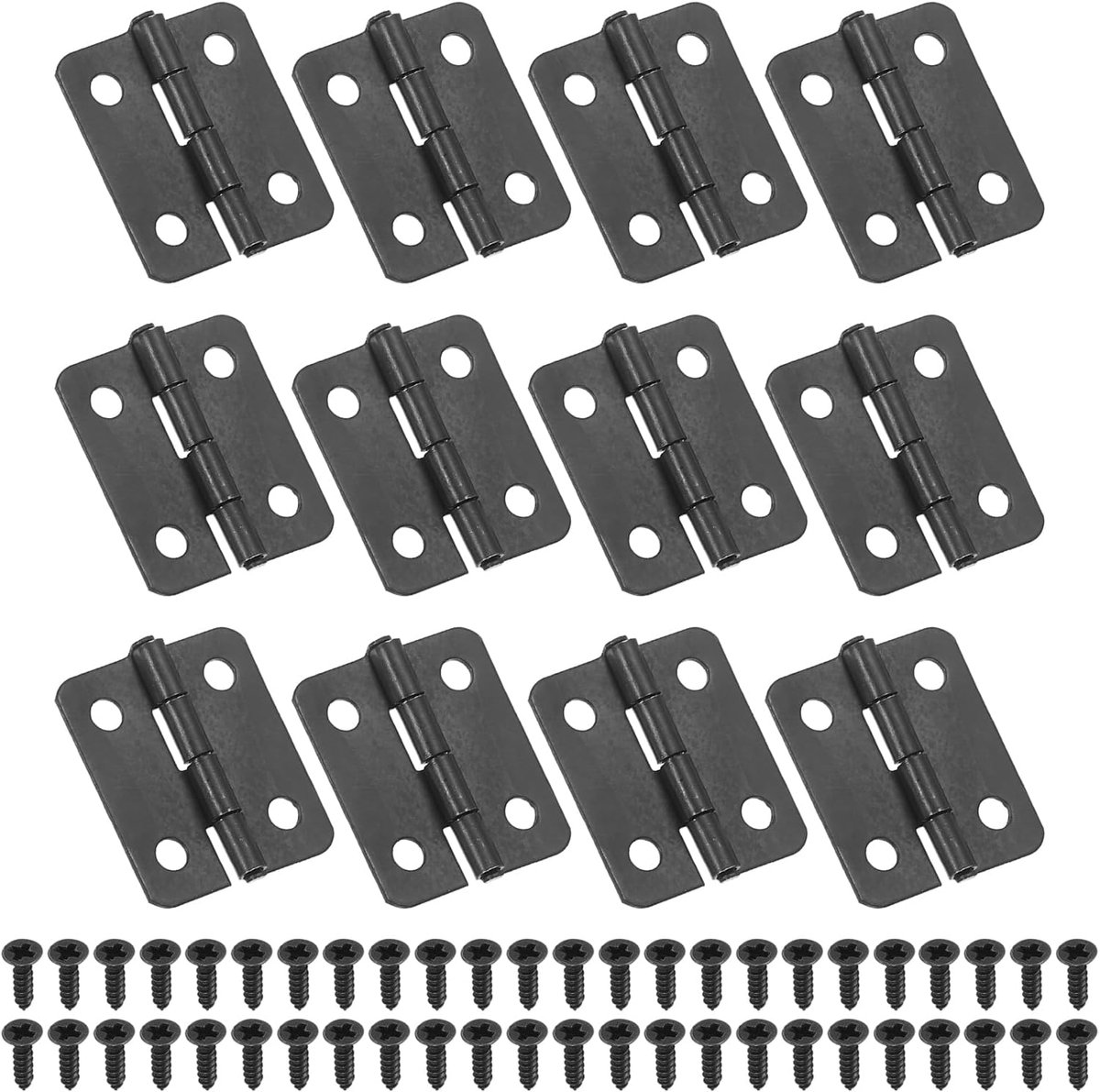 Scharnieren 3/4 inch, 12 stuks mini-juwelendoosscharnier met schroef voor sieraden, houten dozen, kast, ladedeuren, poort, zwart
