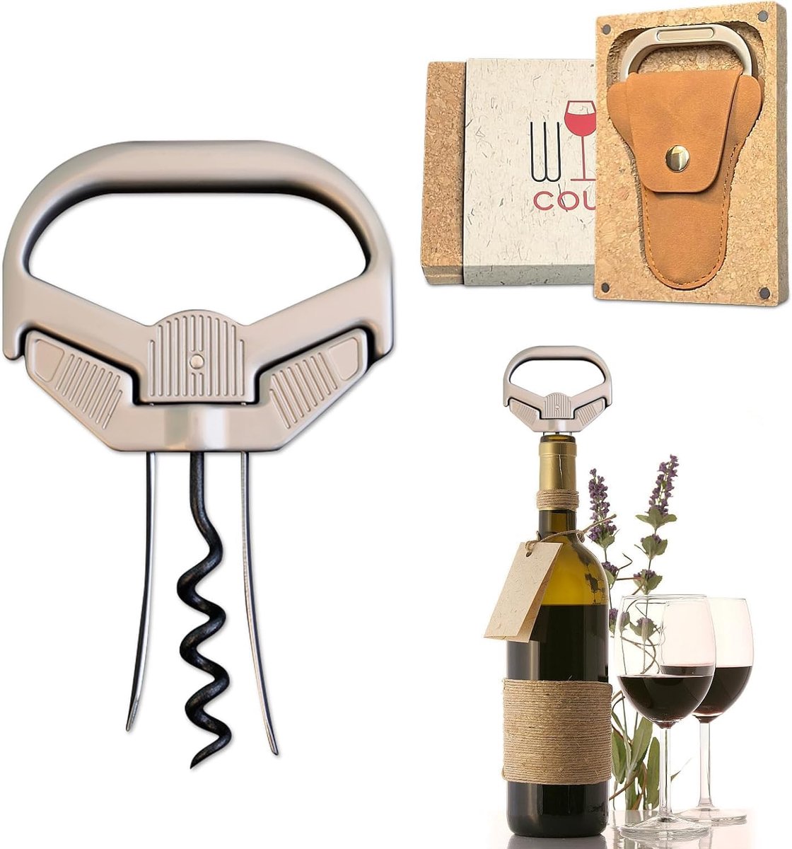 Ah-So Zweizinken Kurkentrekker, 3-in-1 Wijnopener voor Oude Wijnen | Ah-So zweizinken kurkentrekker voor oude wijnen & poreuze kurken. 3-in-1 RVS wijnopener met flesopener & luxe geschenkdoos.