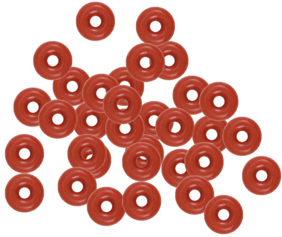 sourcing map Siliconen O-ring, 4 mm buitendiameter, 1 mm binnendiameter, 1,5 mm breed, VMQ afdichtringen, rood, 30 stuks
