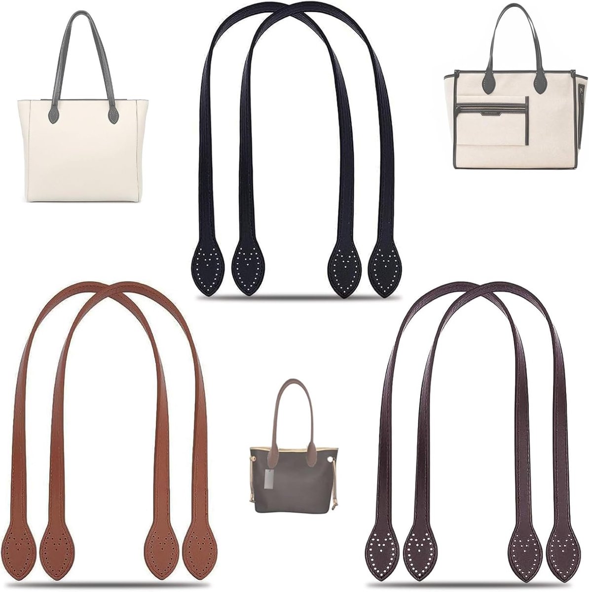 tasriem, 6 stuks, PU-leer, handtasriem, reserveriemen voor doe-het-zelf accessoires, schouderriem, crossbody riem voor gehaakte tassen, boodschappentas