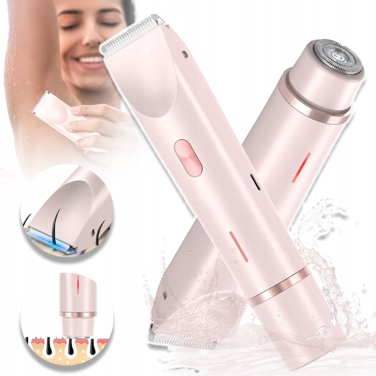 2-in-1 Elektrische Scheerapparaat En Trimmer Met USB-Oplaadbare Batterij En IPX7 Waterdichtheid - Zacht ABS Draadloos - Voor Gevoelige Huid En Lichaamsverzorging