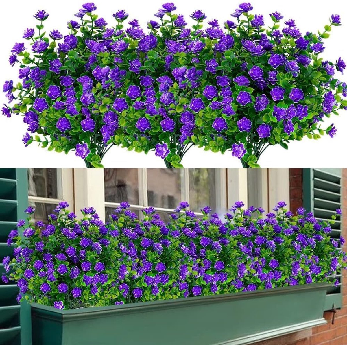 SnelShoppen - Kunstbloemen Balkon 6 Bundels Paarse Kunstbloemen UV Bestendig Buiten Planten Weerbestendig voor Balkon, Tuin, Bloembak, Binnen en Feest