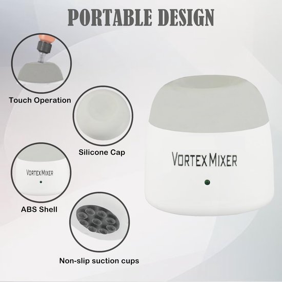 Mini Vortex Mixer - Kleurschudder Schudmachine - Vloeistoffen Mengen - Krachtige 5200 RPM Motor - Compact Ontwerp - Grijs van MINI — afbeelding 4