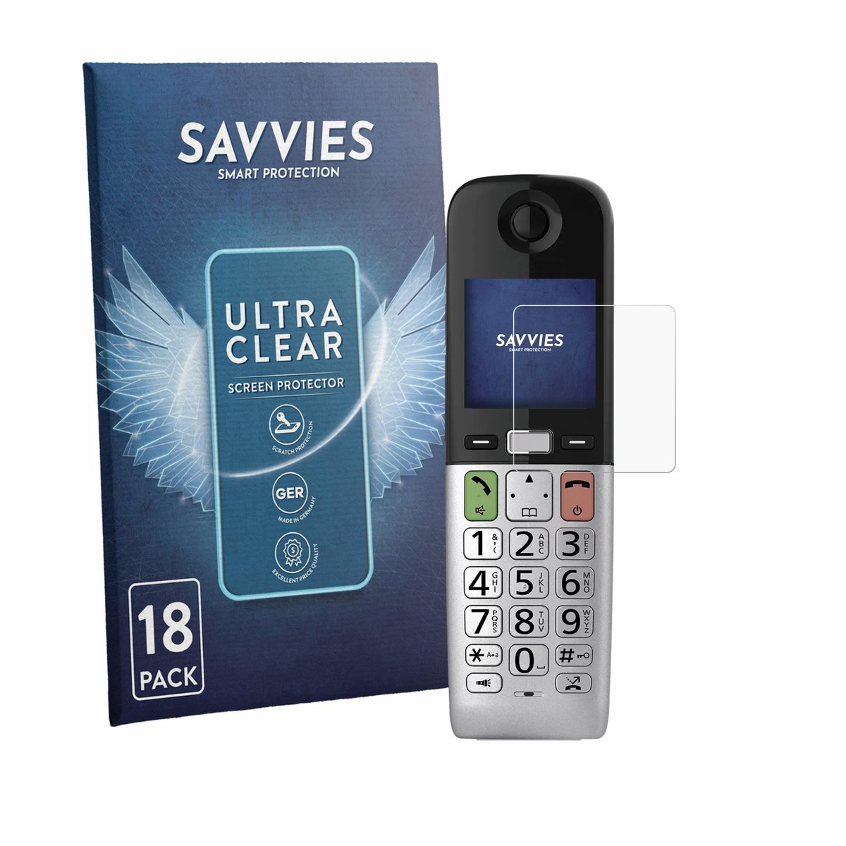 Savvies - Screenprotector voor Panasonic KX-TGU432 - Folie Beschermfolie transparant 18 Stuks
