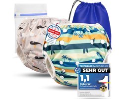 SnelShoppen - Set van 2 Herbruikbare Baby Zwemluier 0-3 jaar - Huidvriendelijk, Hoog Absorberend, Met Opbergzak & Wasnet - Ideaal voor Zwemmen, Vakant